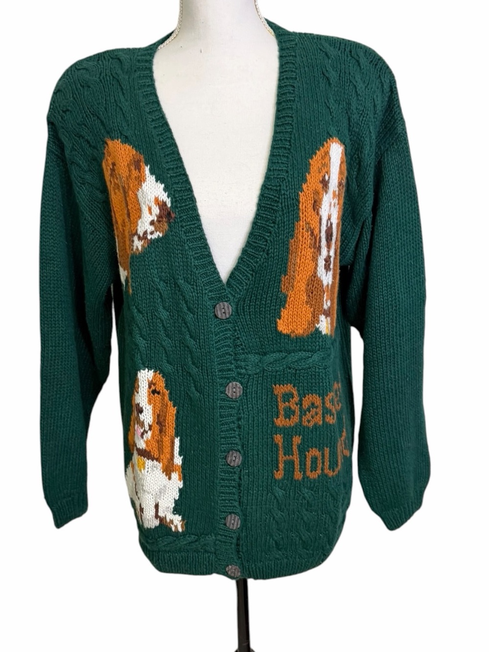 Vintage Eagle’s Eye “Best Friends Collection” Basset Hound Dog cardigan
